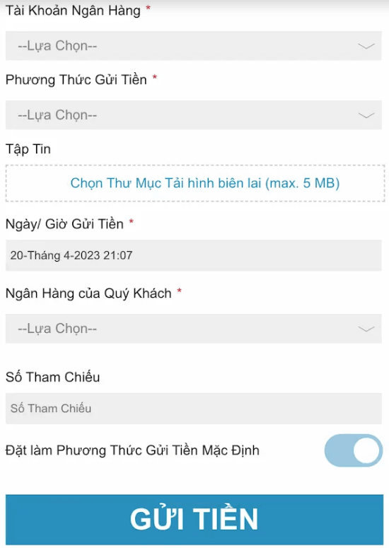 Chuyển tiền ngân hàng W88