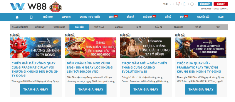 W88 thưởng giải đấu
