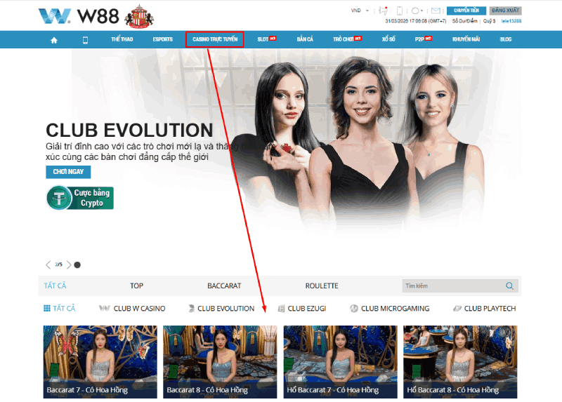 đặt cược casino online W88
