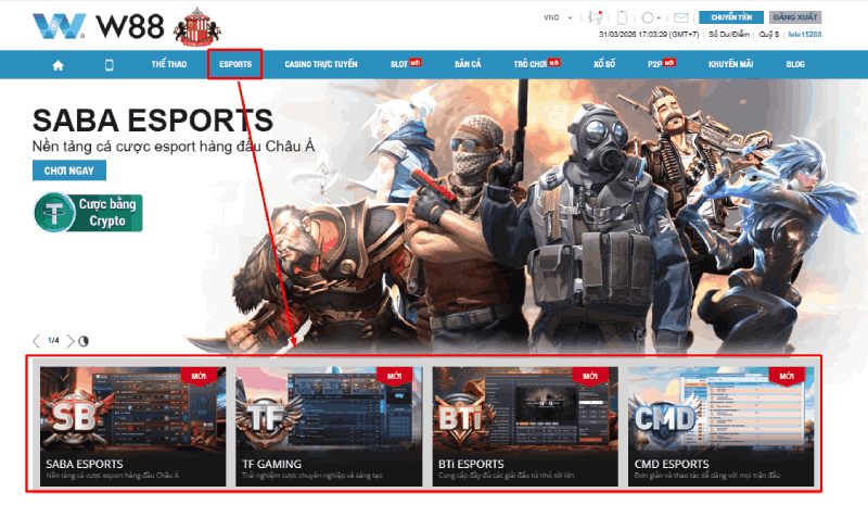 đặt cược esport W88
